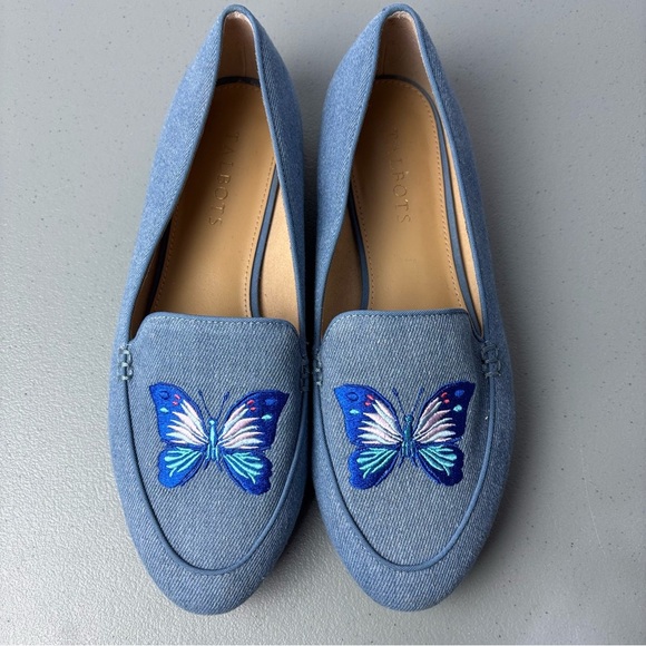 Talbots Butterfly Blue Denim Women's Loafer Flats Size 8.5 M Slip On Casual - Picture 1 of 10